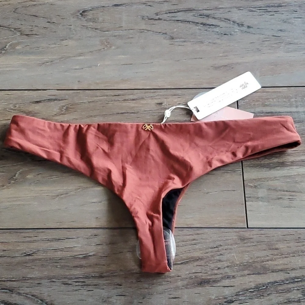 NWT Pilyq Womens Henna Cheeky Cut Bikini Swim Sz M